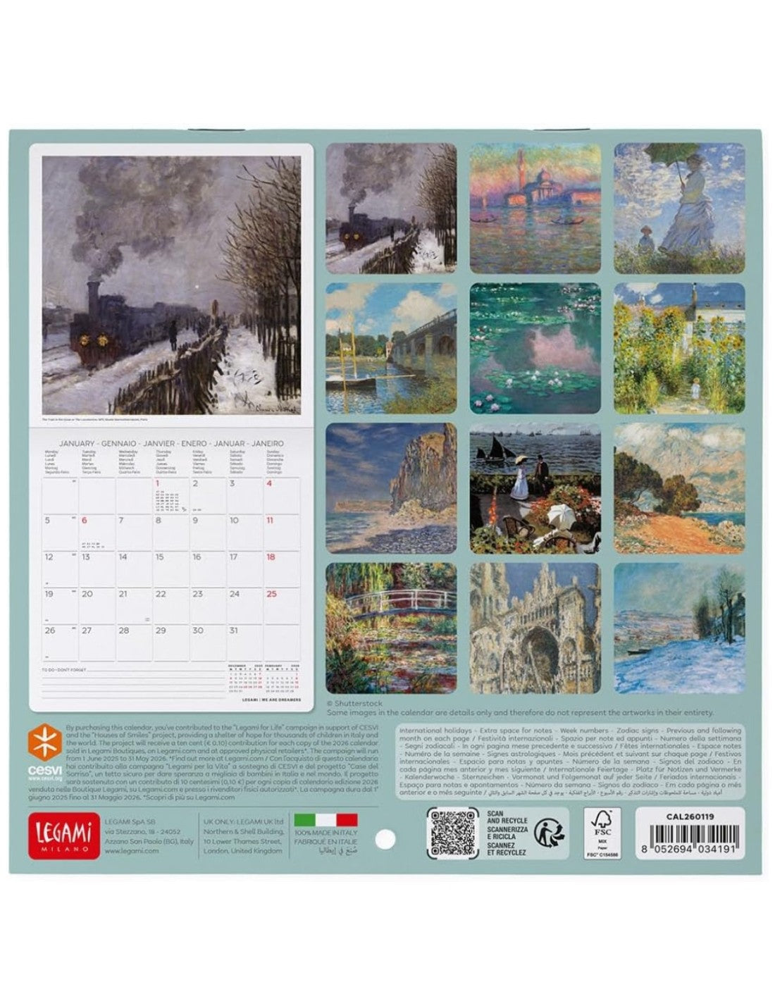 Calendario Da Parete 2026 Claude Monet Legami Small