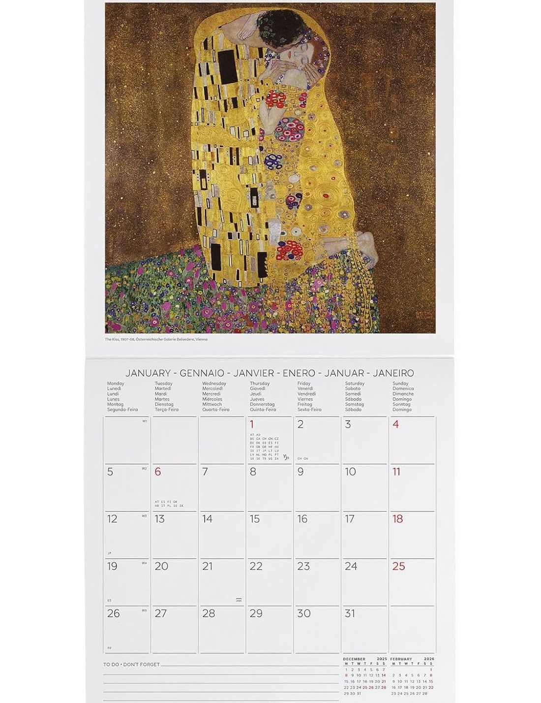 Calendario Da Parete 2026 Gustav Klimt Legami Small