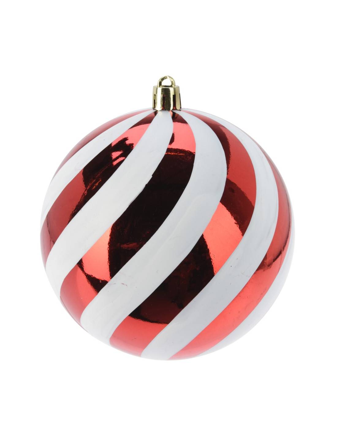 Pallina Albero Di Natale A Righe Bianche E Rosse 8cm