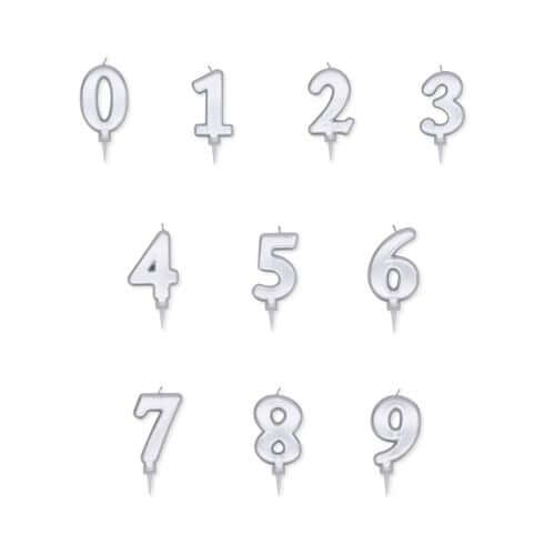 Candelina Di Compleanno In Cera Plump Argento Metal 10cm