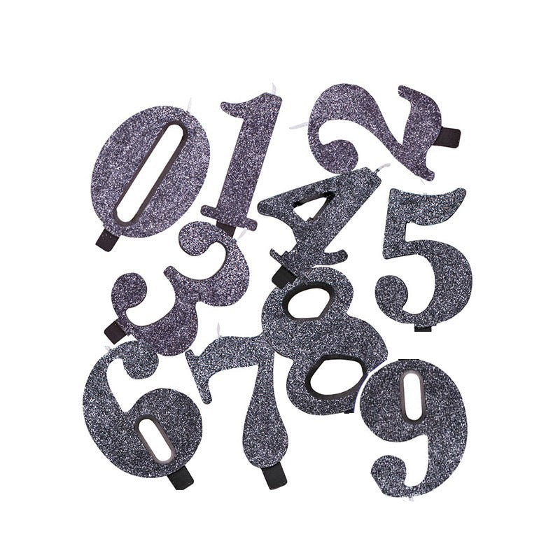 Candeline Numeri Compleanno Nere Glitter