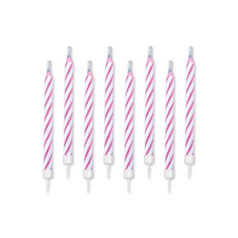 Candeline Magiche Righe Rosa 10pz