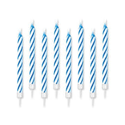 Candeline Magiche Di Compleanno In Cera A Righe Bianche E Blu 10pz.
