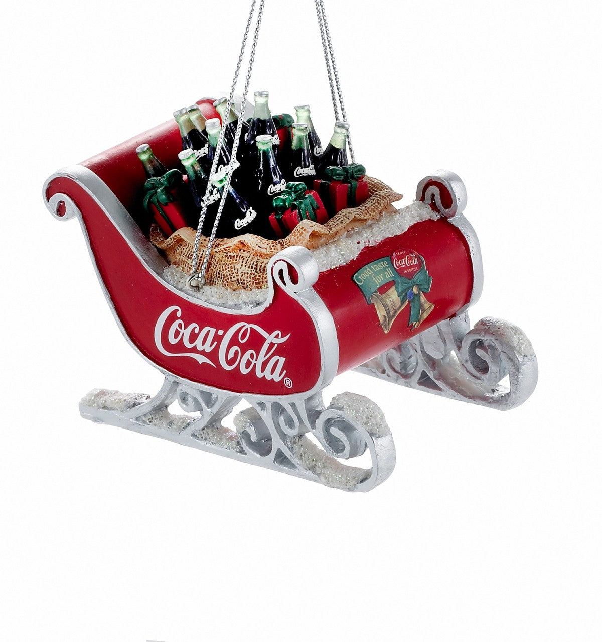 Addobbo Albero Di Natale Coca-Cola Slitta Con Bottiglie 8cm