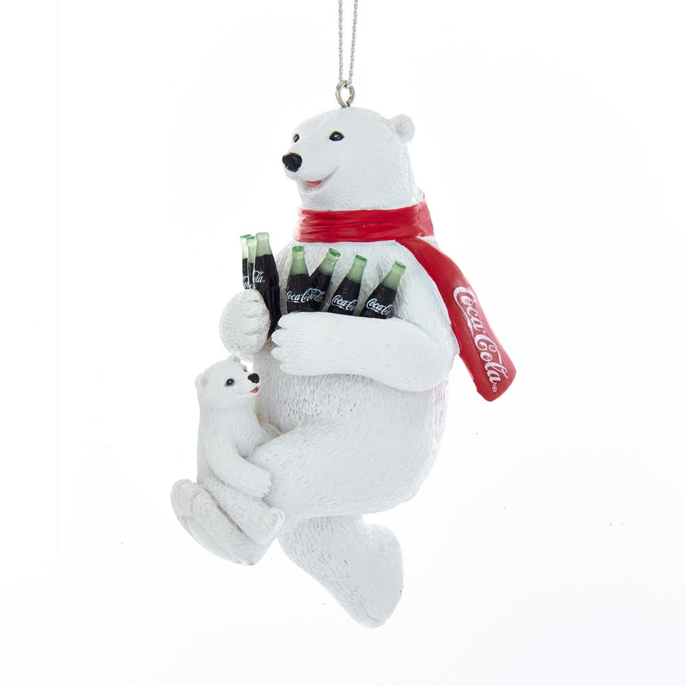 Addobbo Albero Di Natale Coca-Cola Con Mamma Orsa Polare E Cucciolo Di Orso Polare 11cm
