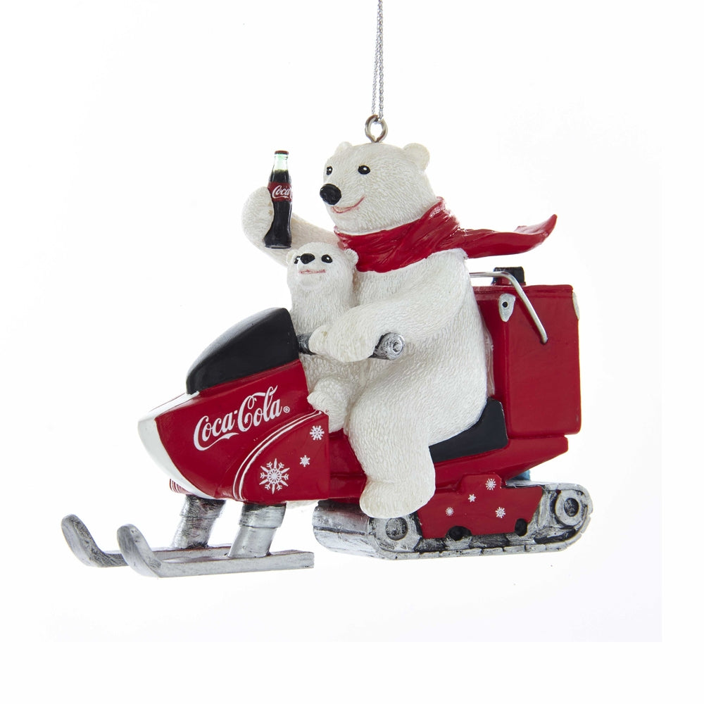 Addobbo Albero Di Natale Coca-Cola Con Orso Polare Seduto Su Slitta 7.5cm