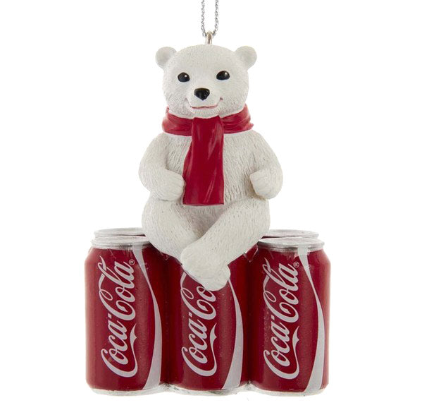 Addobbo Albero Natale Cucciolo Orso Polare Su Cassa Coca-Cola