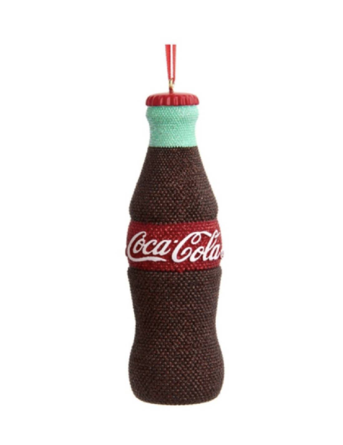 Addobbo Albero Di Natale Bottiglia Coca-Cola Con Perline 10cm