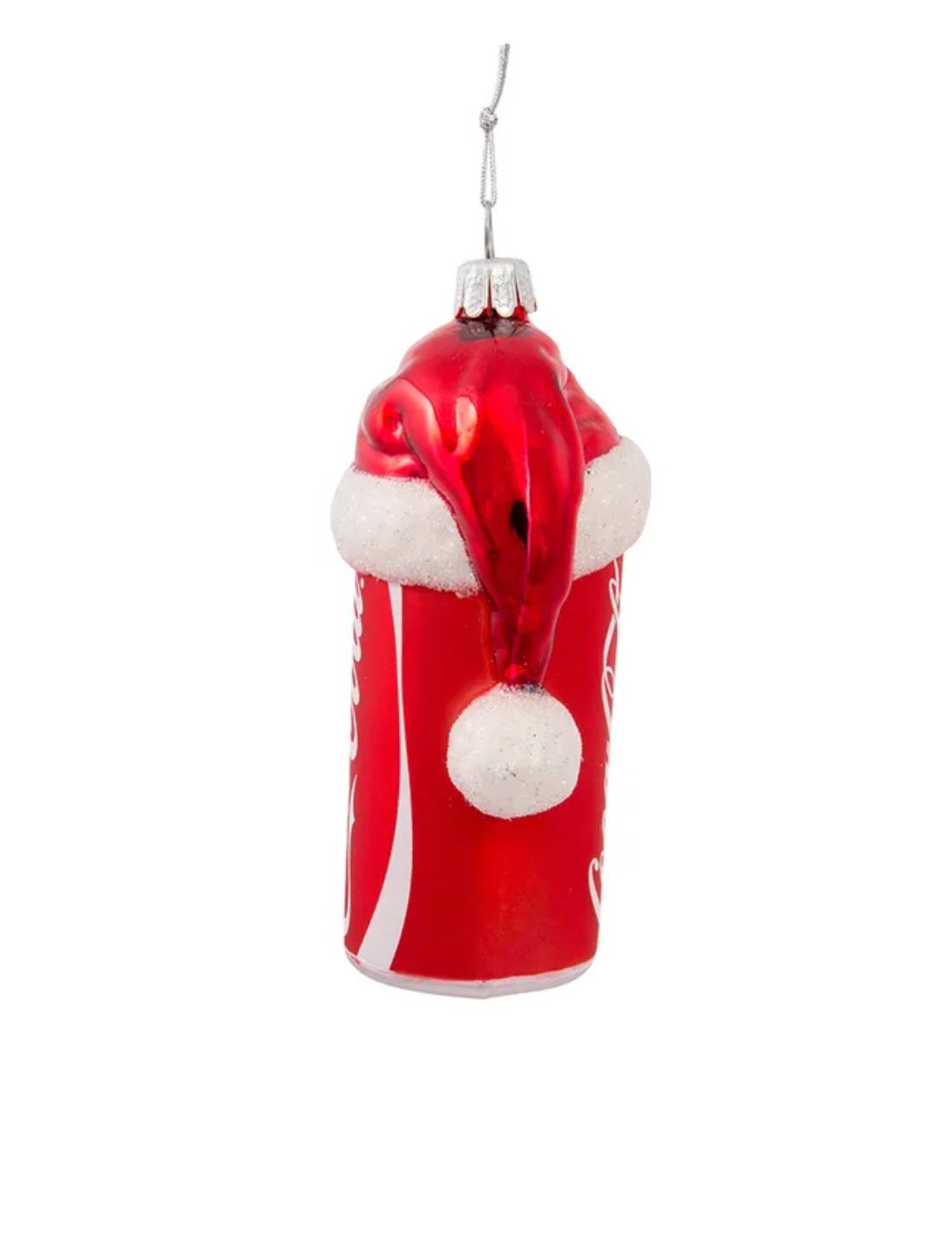 Addobbo Albero Di Natale Coca-Cola Lattina Con Cappello Di Babbo Natale 11cm