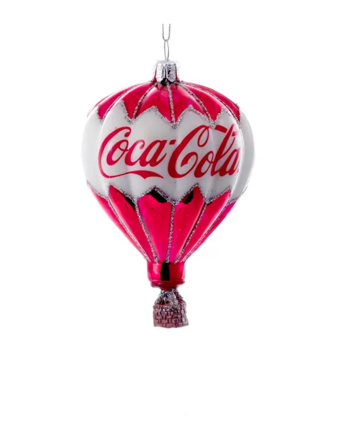 Addobbo Albero Di Natale Coca-Cola Mongolfiera Bianca E Rossa 9cm