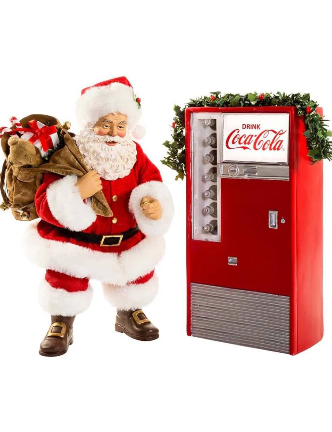 Addobbo Di Natale Babbo Natale Con Distributore Coca Cola 27cm