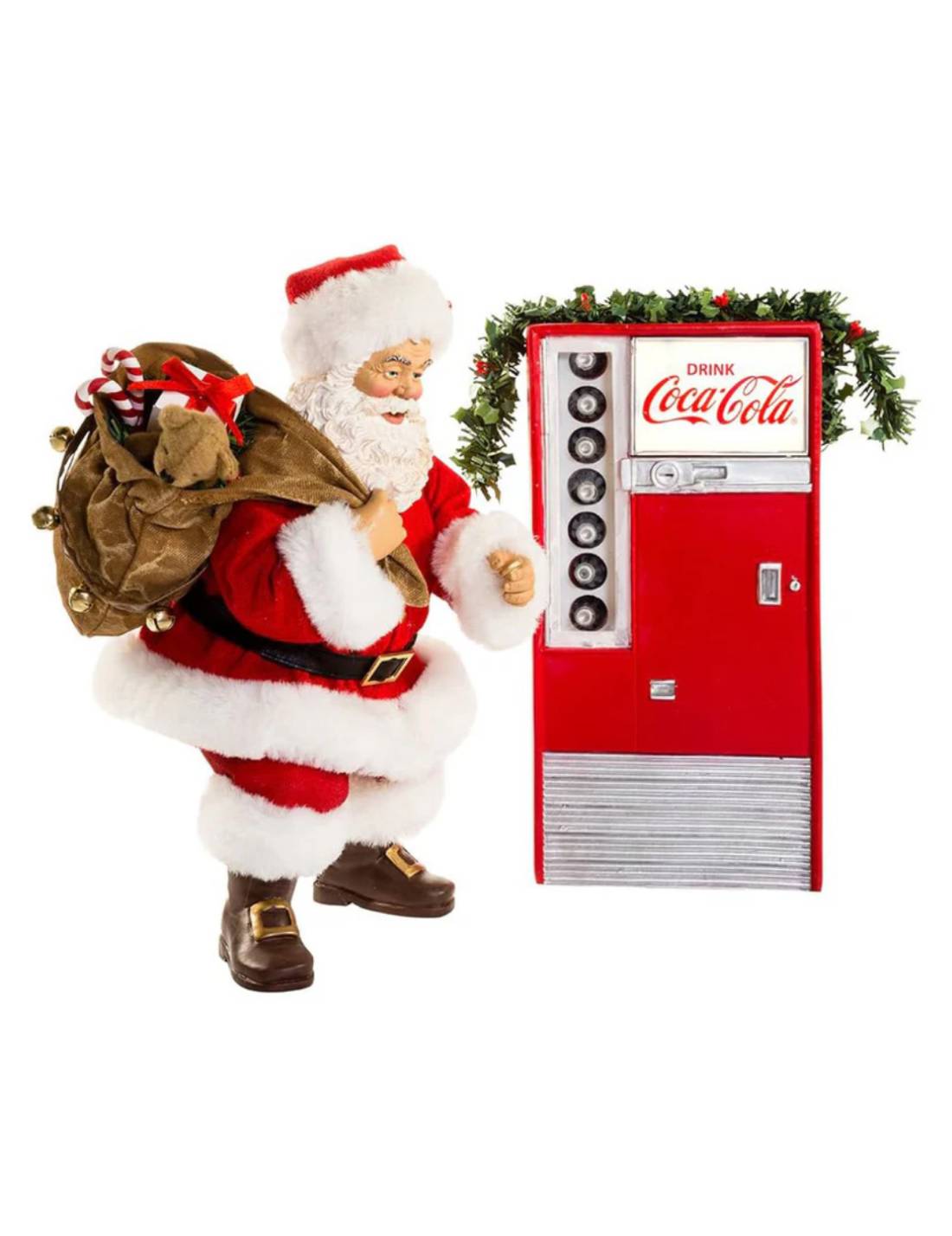 Addobbo Di Natale Babbo Natale Con Distributore Coca Cola 27cm