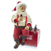 Addobbo Natale Coca-Cola Statua Babbo Natale Seduto Su Frigo 27,5cm