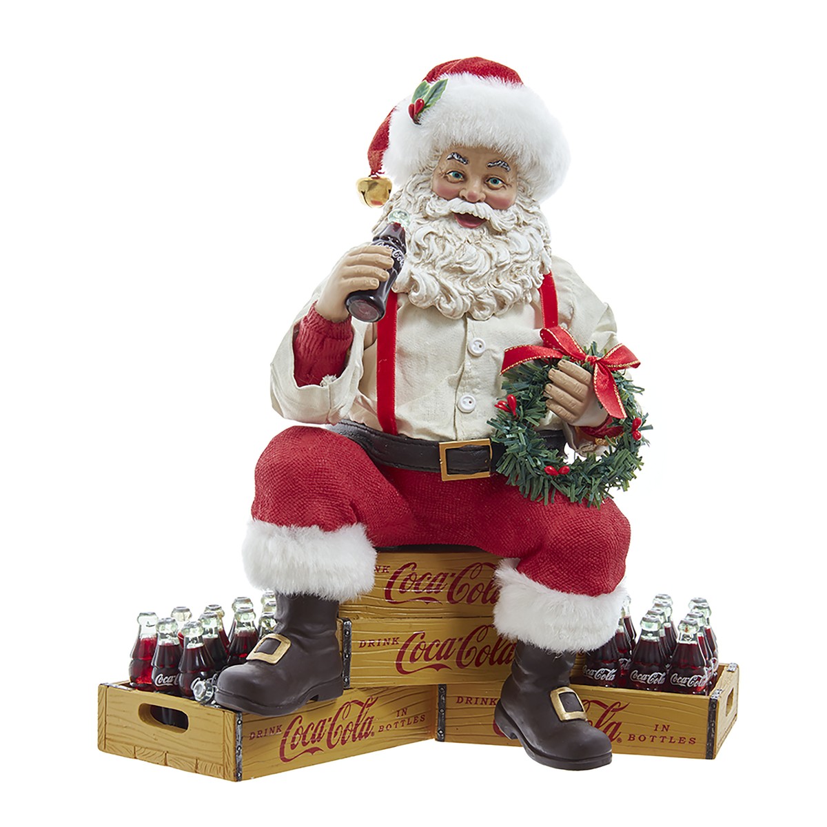 Addobbo Di Natale Babbo Natale Su Casse Di Coca Cola 23cm