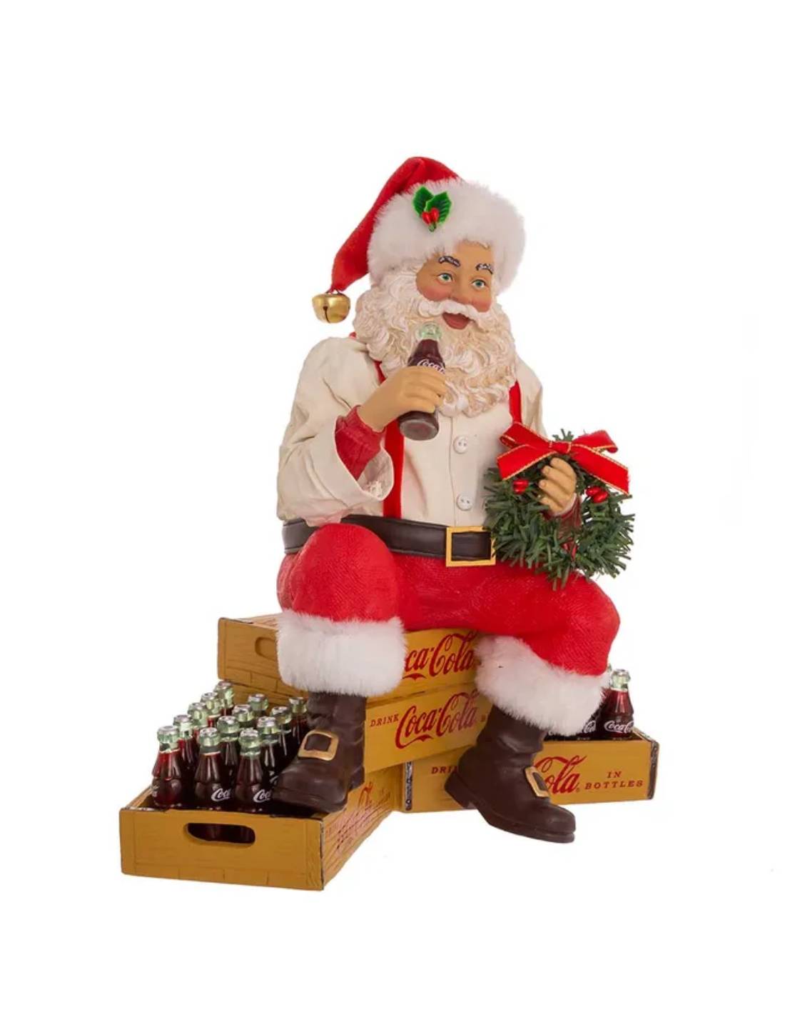 Addobbo Di Natale Babbo Natale Su Casse Di Coca Cola 23cm