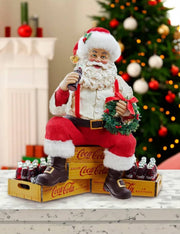 Addobbo Di Natale Babbo Natale Su Casse Di Coca Cola 23cm