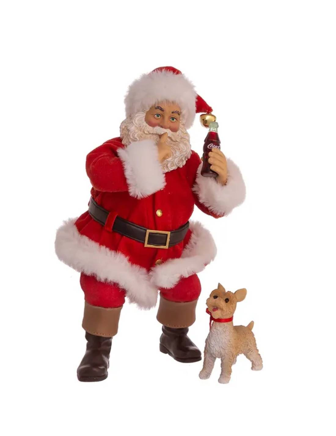 Addobbo Di Natale Statuetta Babbo Natale Con Cagnolino 25cm