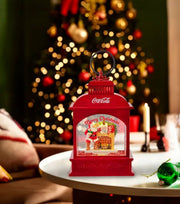 Addobbo Di Natale Coca Cola Lanterna Con Babbo Natale E Camino 23cm