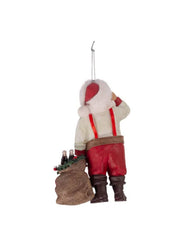 Addobbo Albero Di Natale Babbo Natale Con Sacco Che Beve Coca-Cola 10cm