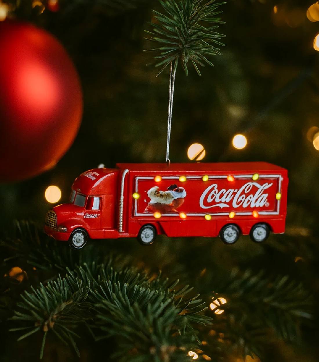 Addobbo Albero Di Natale Coca Cola Camion Rosso Con Luci 13cm