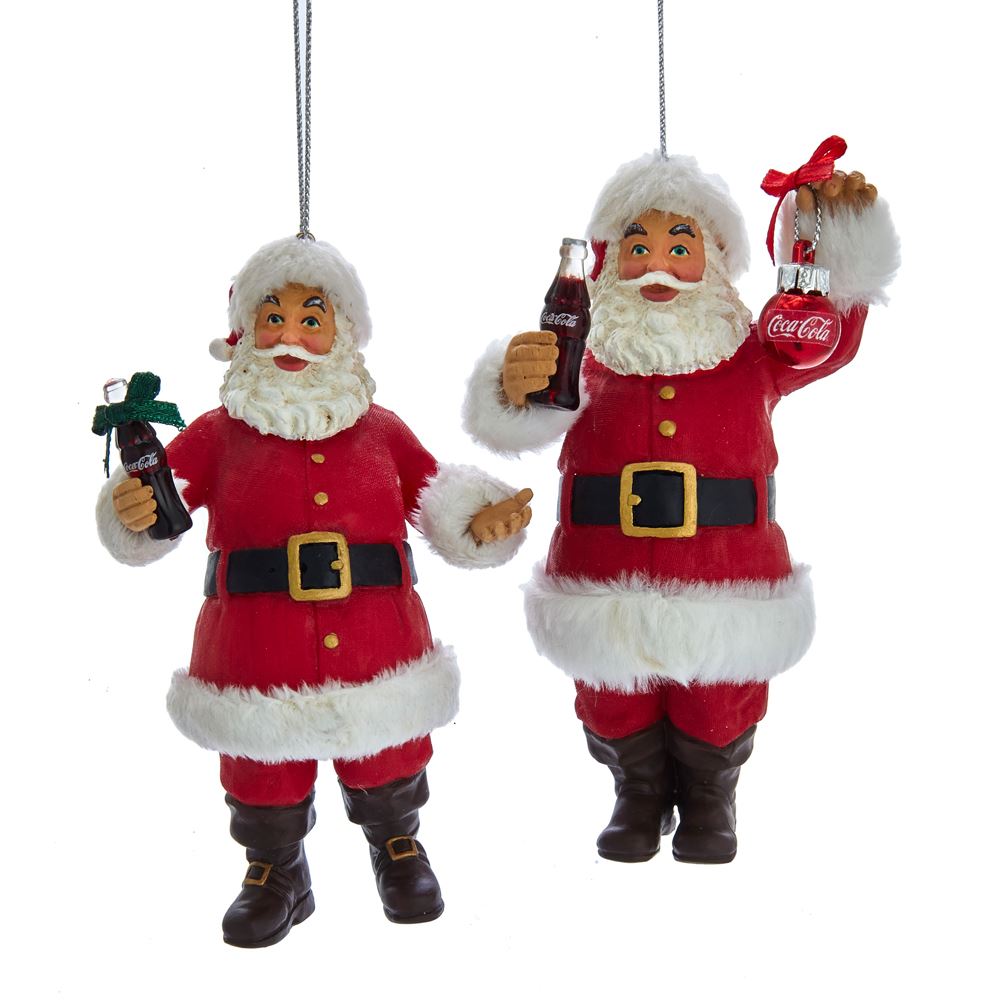 Addobbo Albero Di Natale Coppia Babbo Natale Con Bottiglia Di Coca-Cola 10cm Prodotto Assortito