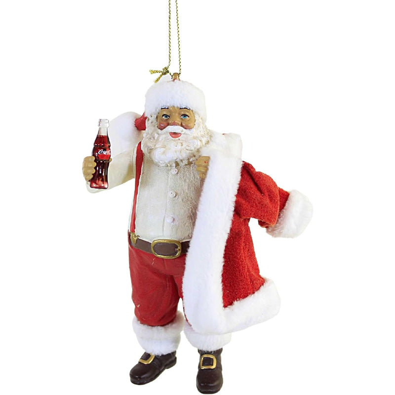 Addobbo Albero Di Natale Babbo Natale Con Giacca e Bottiglia Coca-Cola