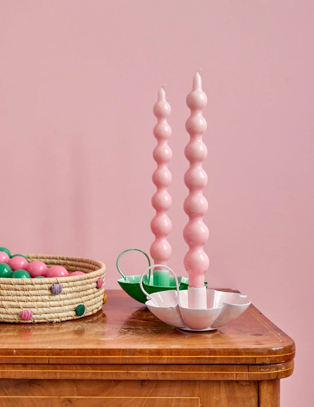Rice Set 2 Candele Rosa Tenue