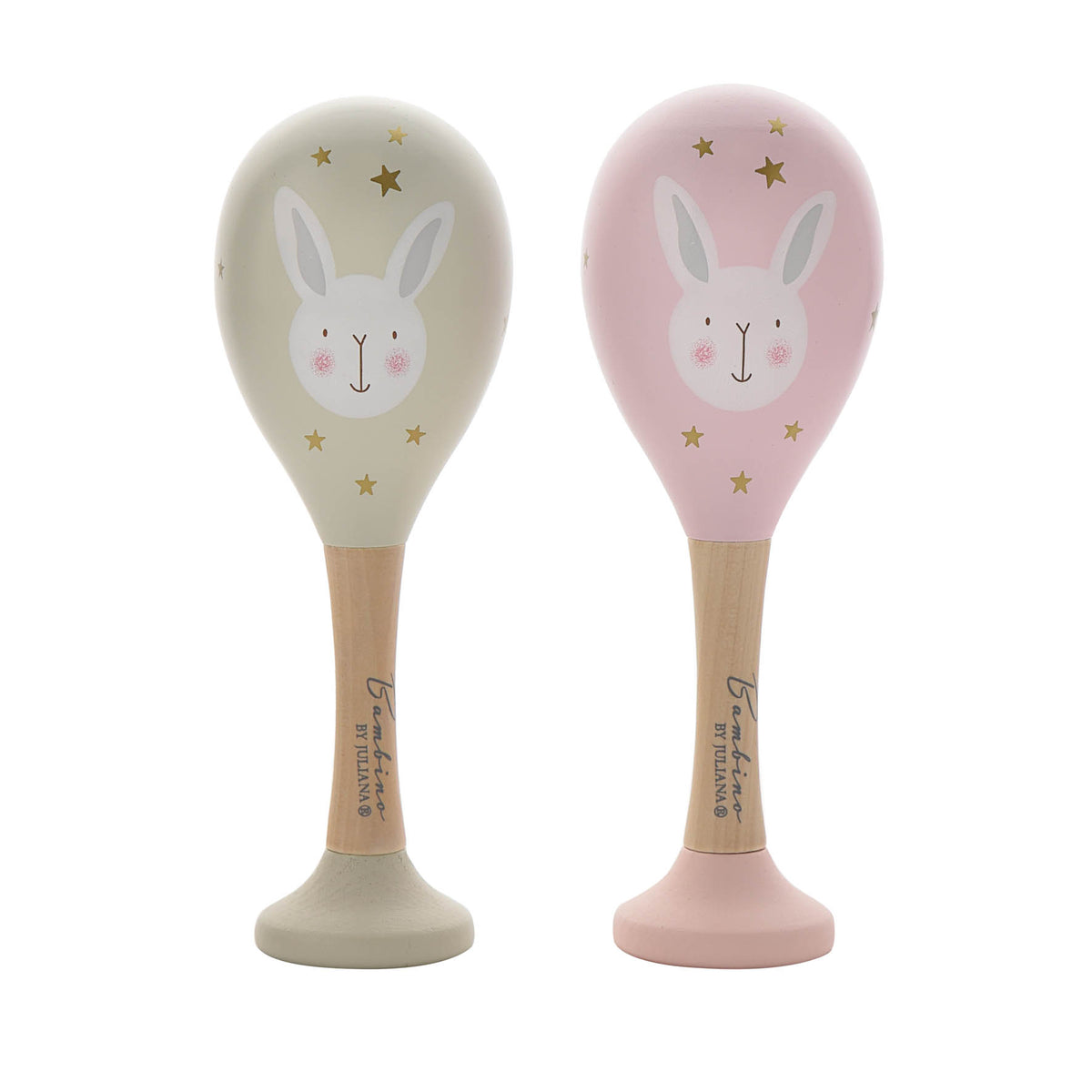 Set Di 2 Maracas In Legno Rosa E Grigio Bambino By Juliana