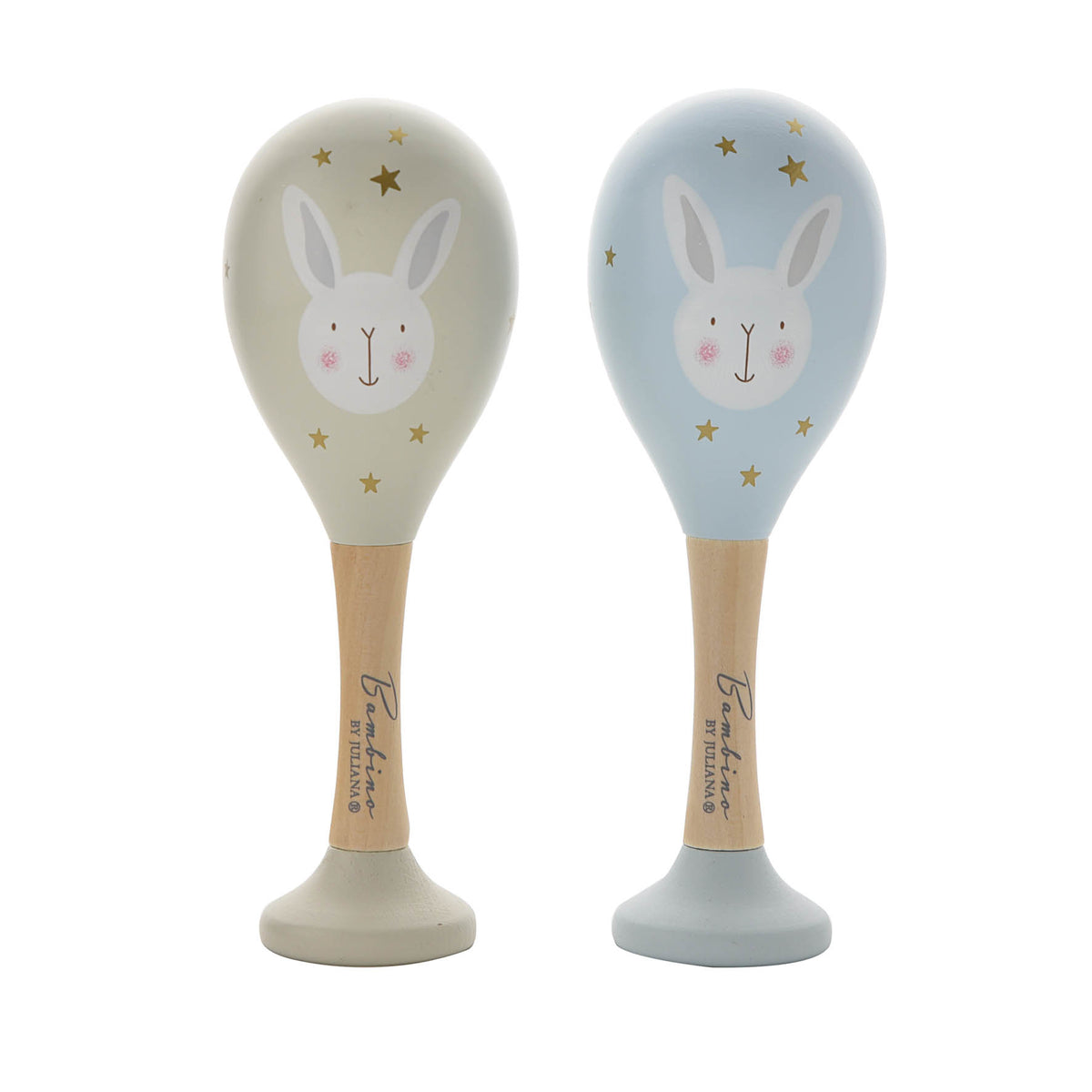 Set Di 2 Maracas In Legno Blu E Grigio Bambino By Juliana