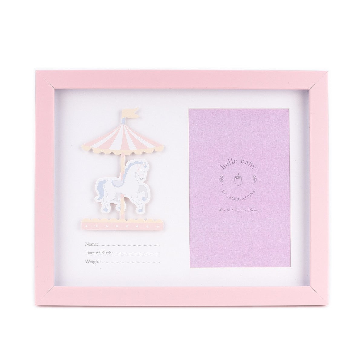 Cornice Fotografica Hello Baby Girl Con Campi Nome E Data Rosa