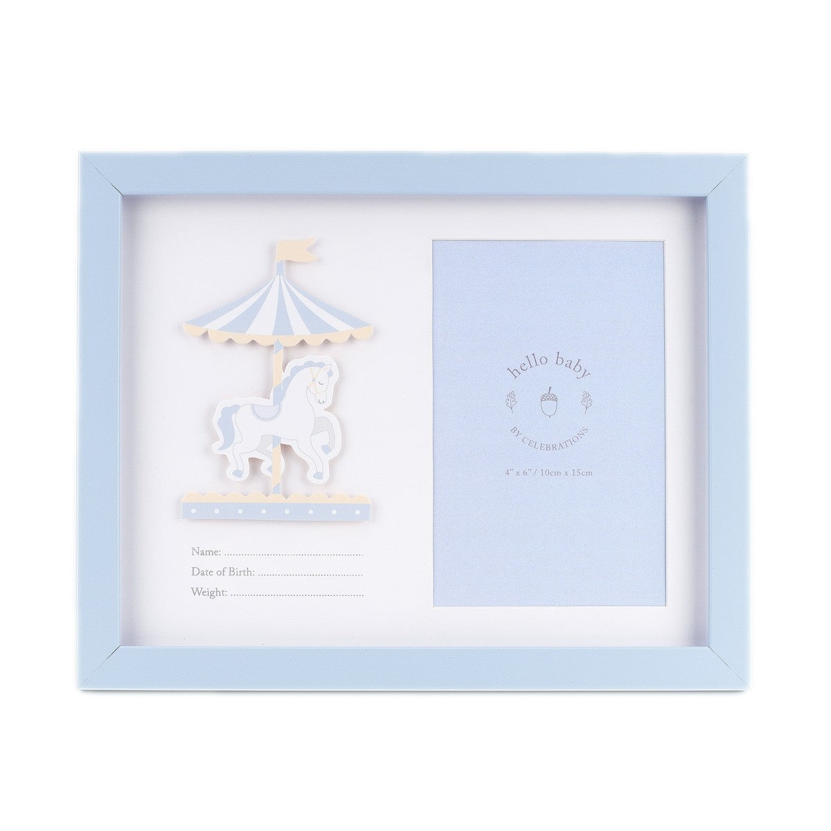 Cornice Fotografica Hello Baby Boy Con Campi Nome E Data Blu
