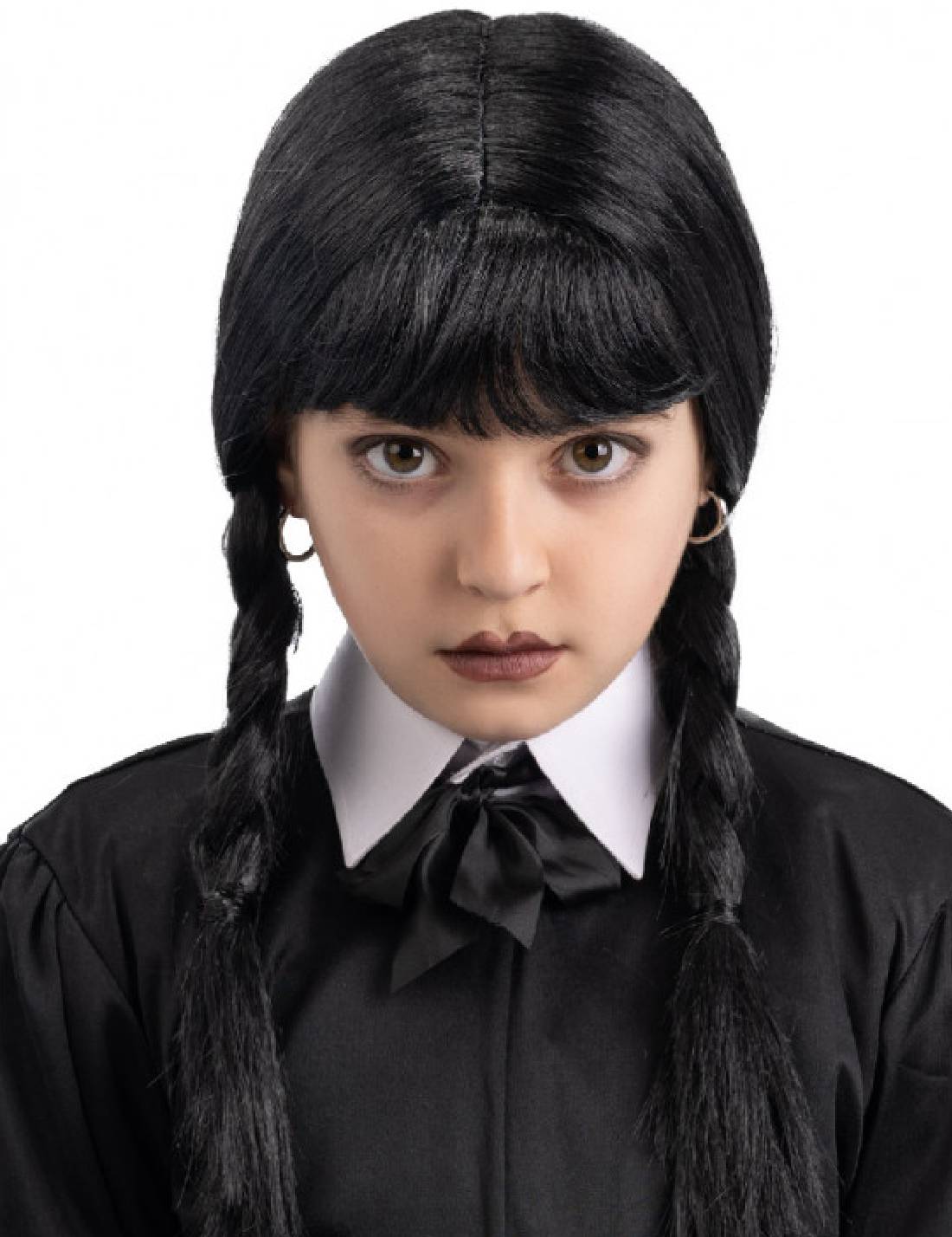 Parrucca Halloween Mercoledì Addams Bambina