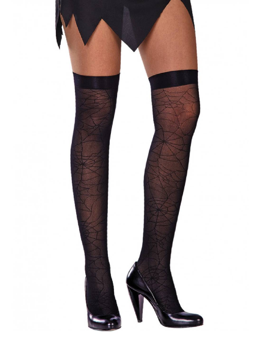 Calze Autoreggenti Halloween Con Ragnatele Nere