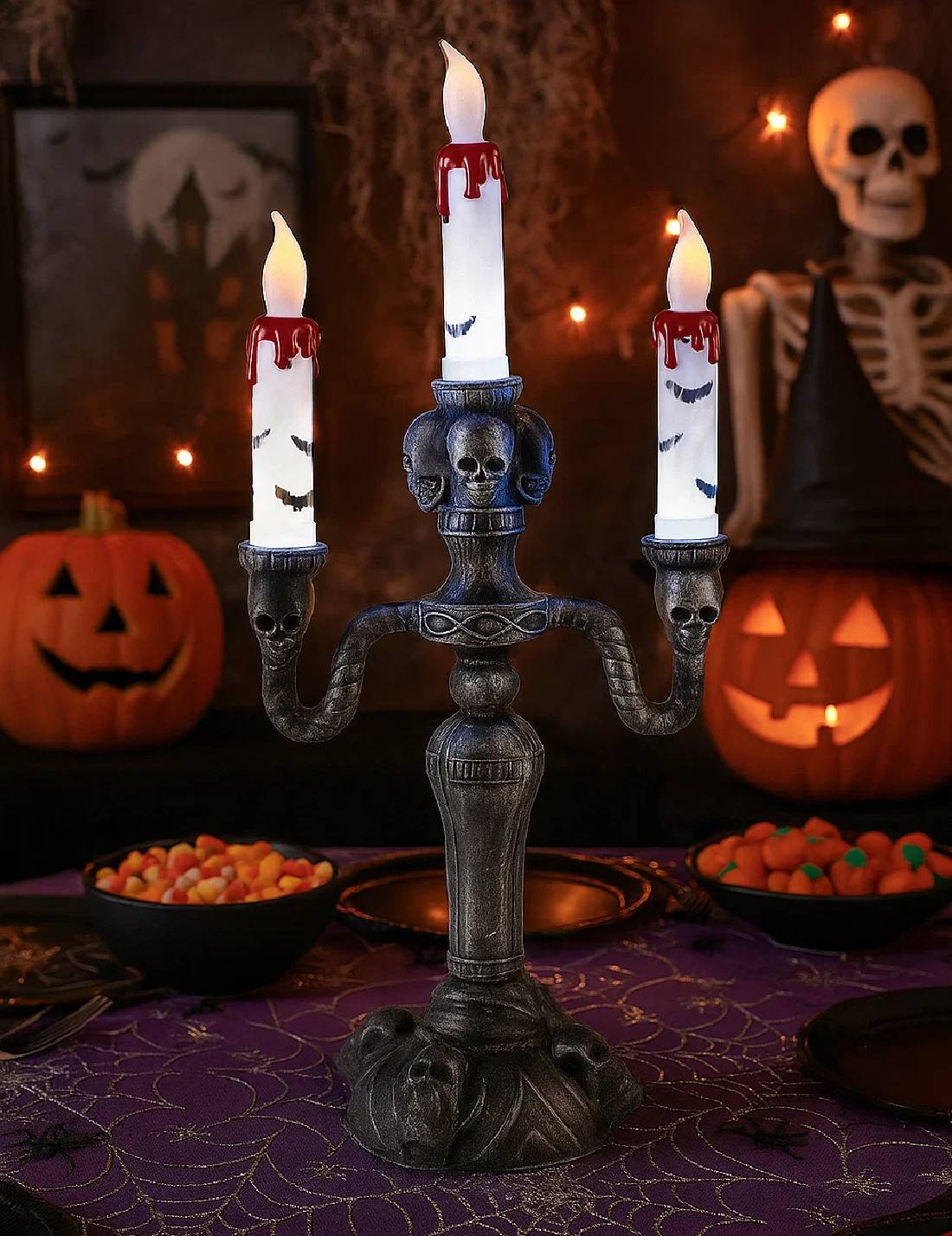 Accessorio Halloween Candelabro Con Luci 40cm