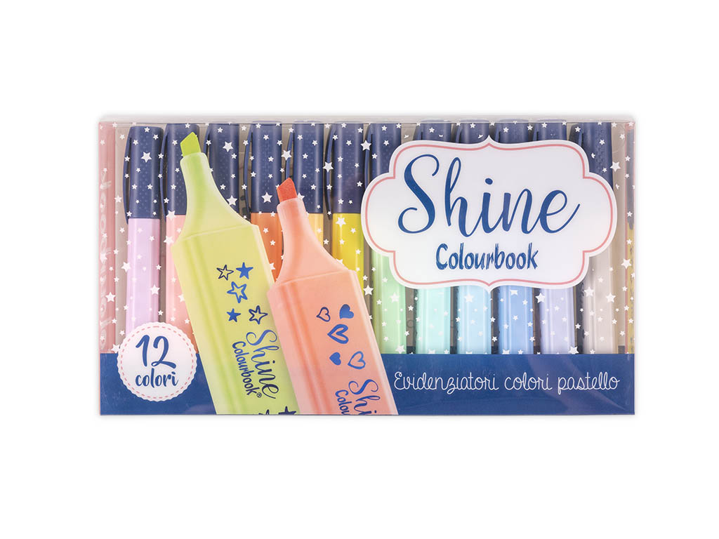 Shine Colourbook Evidenziatori Color Pastello Confezione 12pz.