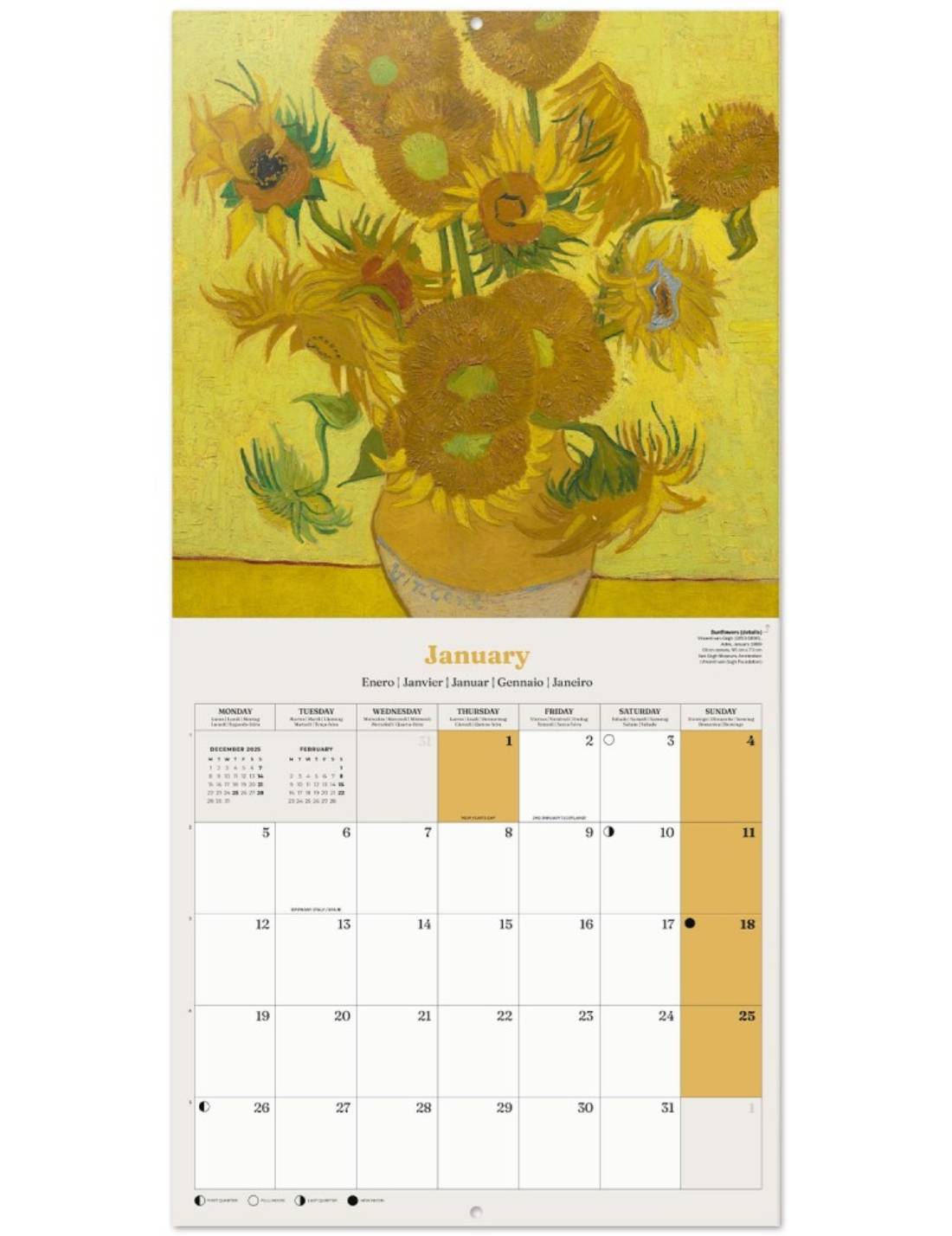 Calendario Da Muro 2026 Vincent Van Gogh 30cm