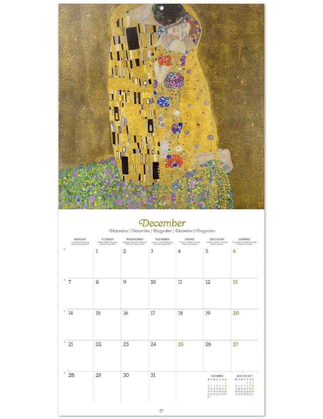 Calendario Da Muro 2026 Gustav Klimt 30cm