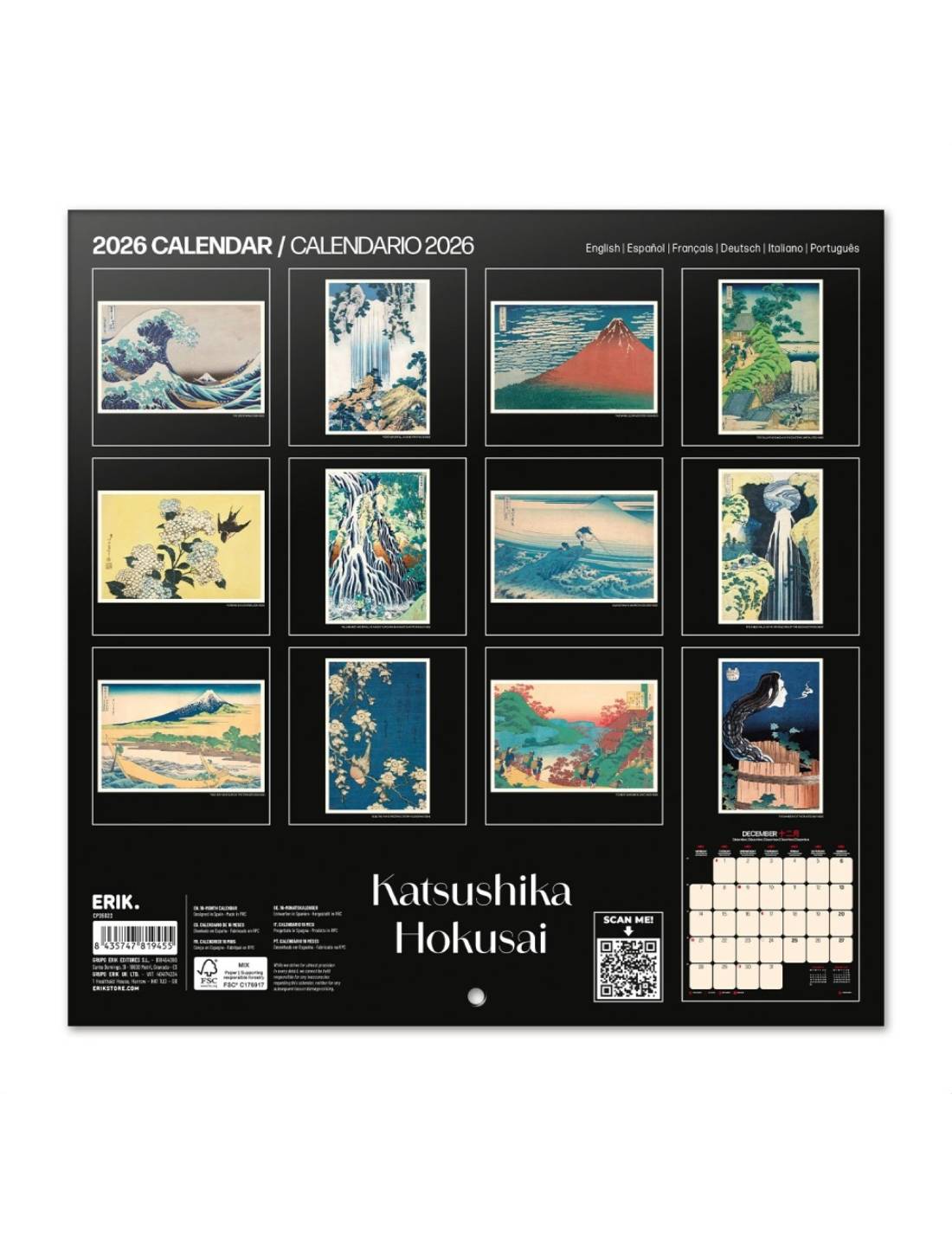 Calendario Da Muro 2026 Hokusai 30cm