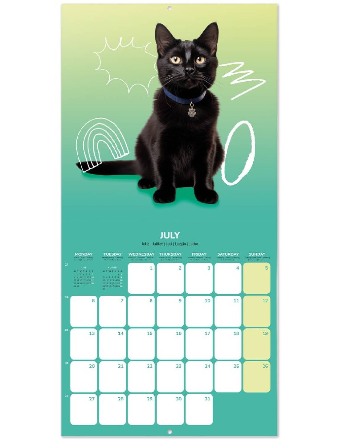 Calendario Da Muro 2026 Gatti 30cm