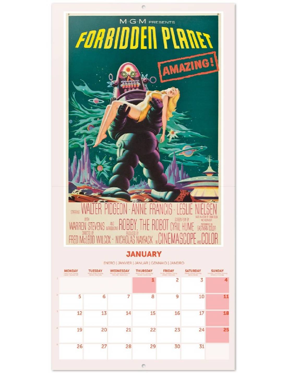 Calendario Da Muro 2026 Locandina Cinema Retrò 30cm