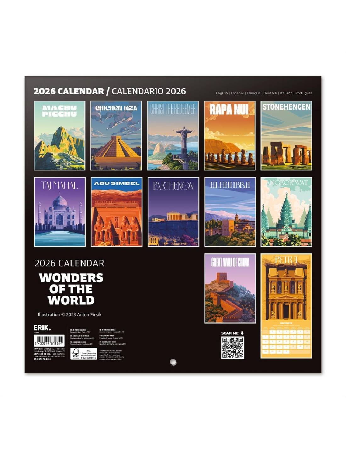 Calendario Da Muro 2026 Capolavori Del Mondo 30cm