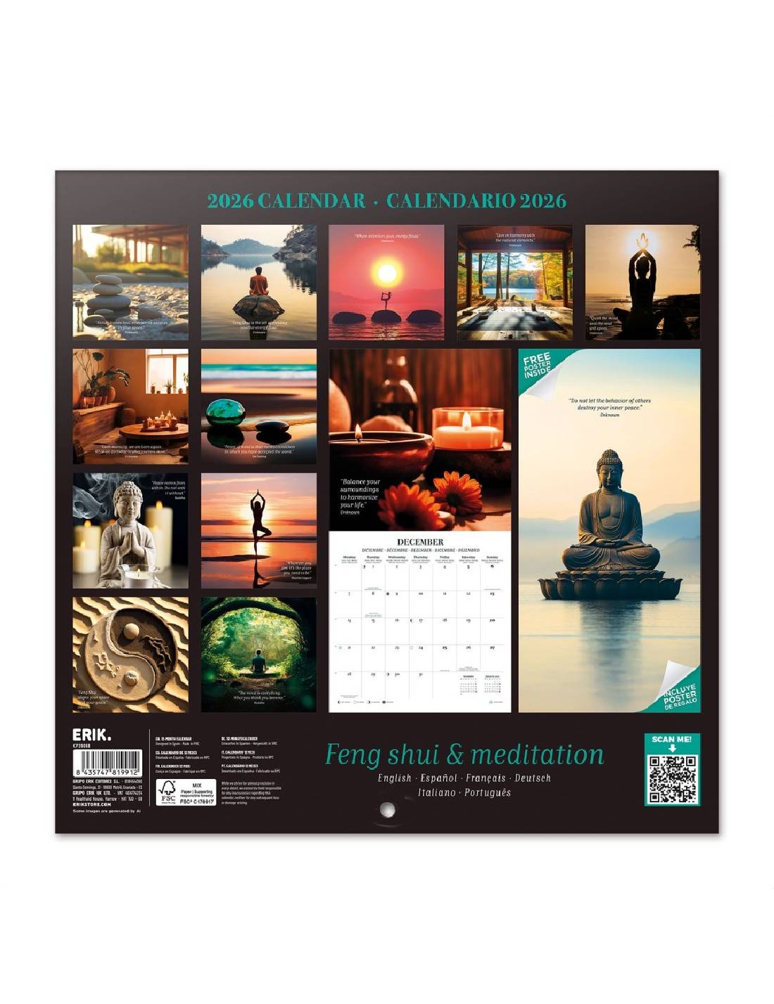 Calendario Da Muro 2026 Meditazione 30cm