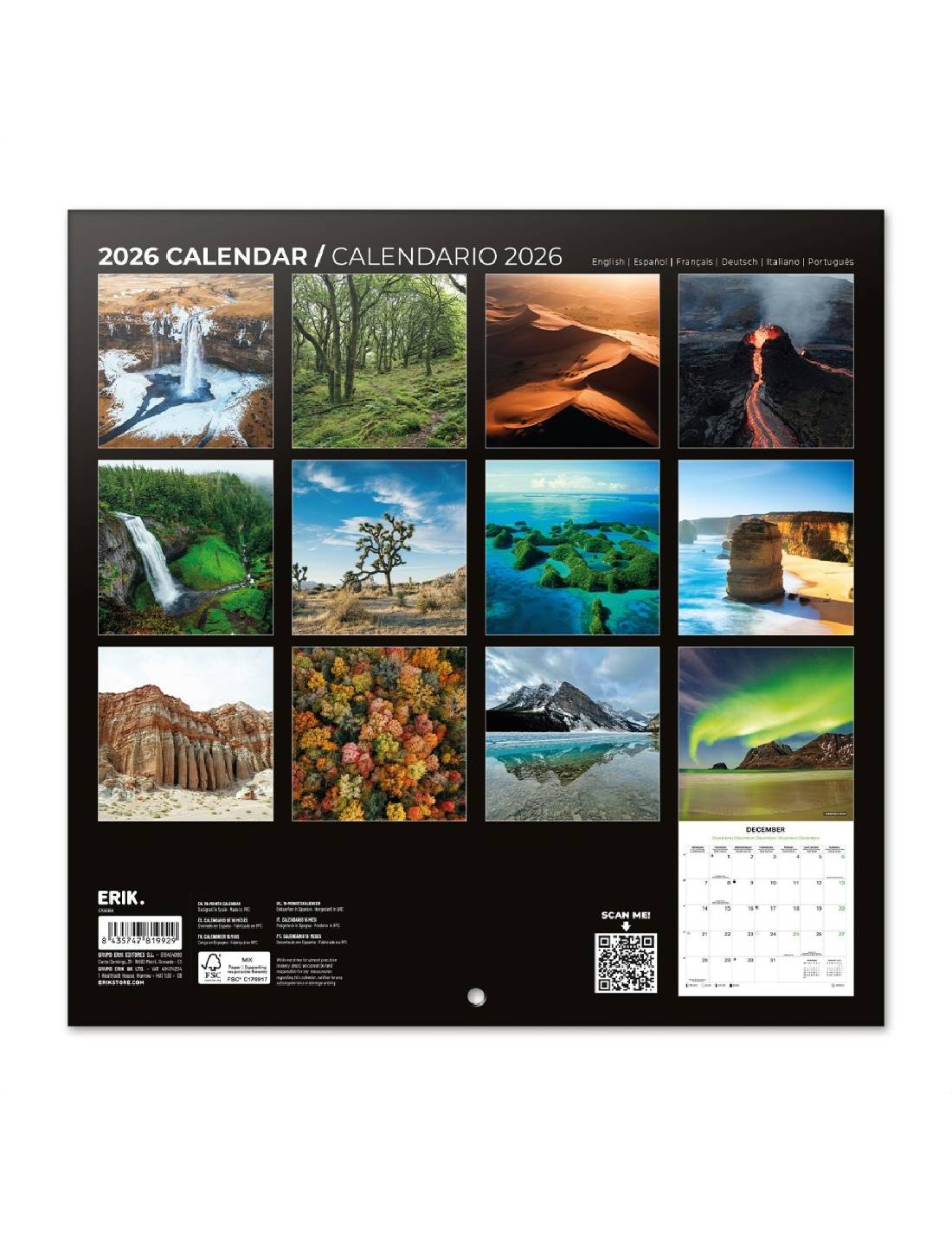Calendario Da Muro 2026 Natura 30cm