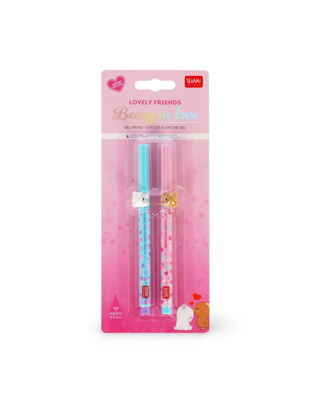Set 2 Penne Gel Lovely Friends Beary In Love Legami