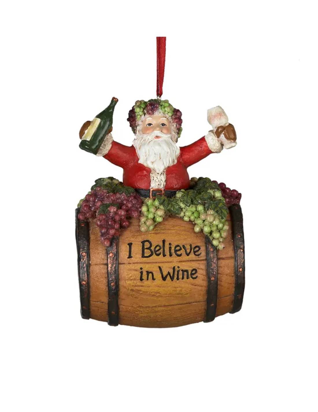 Addobbo Albero Di Natale Babbo Natale Nella Botte Di Vino 10cm
