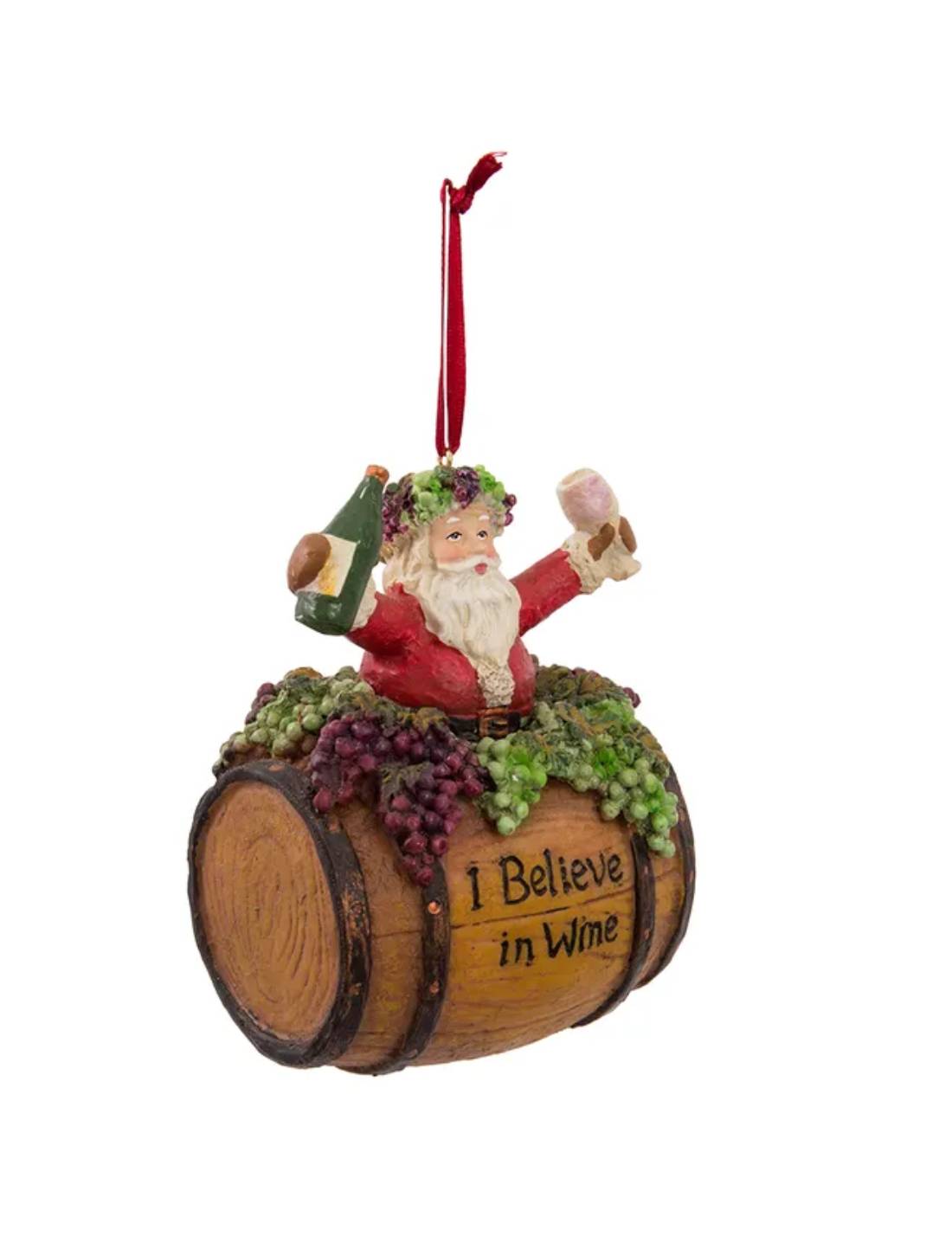 Addobbo Albero Di Natale Babbo Natale Nella Botte Di Vino 10cm