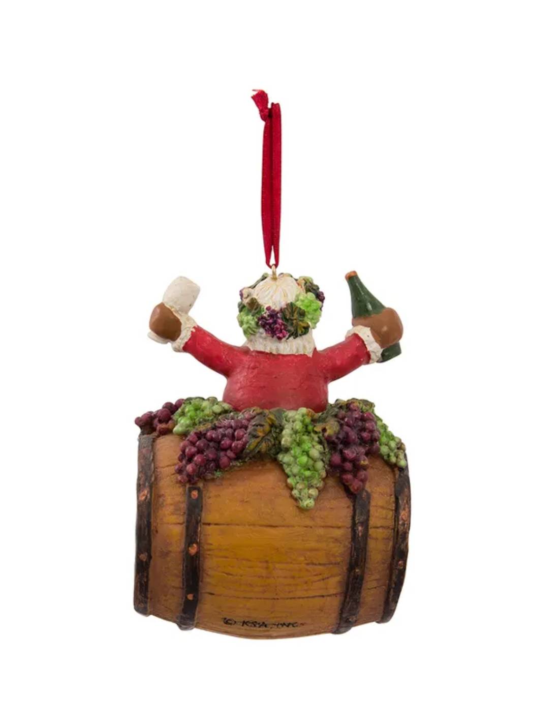 Addobbo Albero Di Natale Babbo Natale Nella Botte Di Vino 10cm