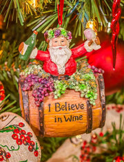 Addobbo Albero Di Natale Babbo Natale Nella Botte Di Vino 10cm