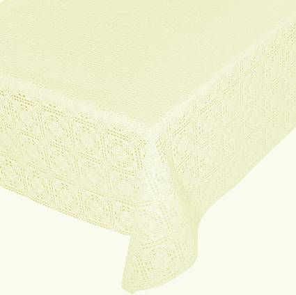 Tovaglia in Plastica Tonda Gialla Effetto Pizzo