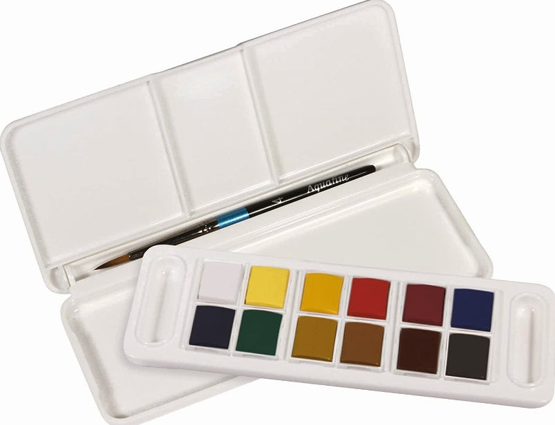 Aquafine Watercolour Acquerelli Travel Set Daler Rowney 12 Colori